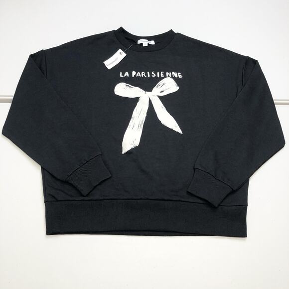 Francesca's Collections Tops - Francesca’s Women’s LA PARISIENNE Sweatshirt Black Size Small Logo